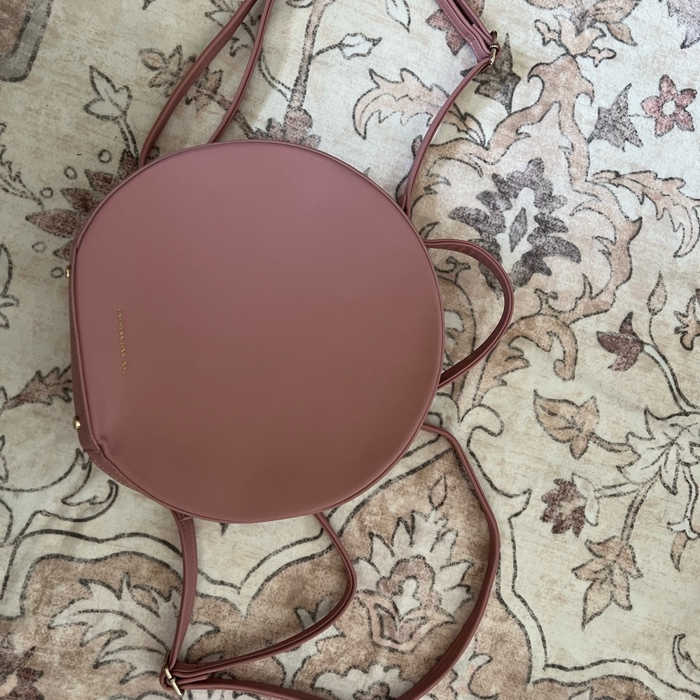 Round Dusty Rose Crossbody Bag with Adjustable Strap